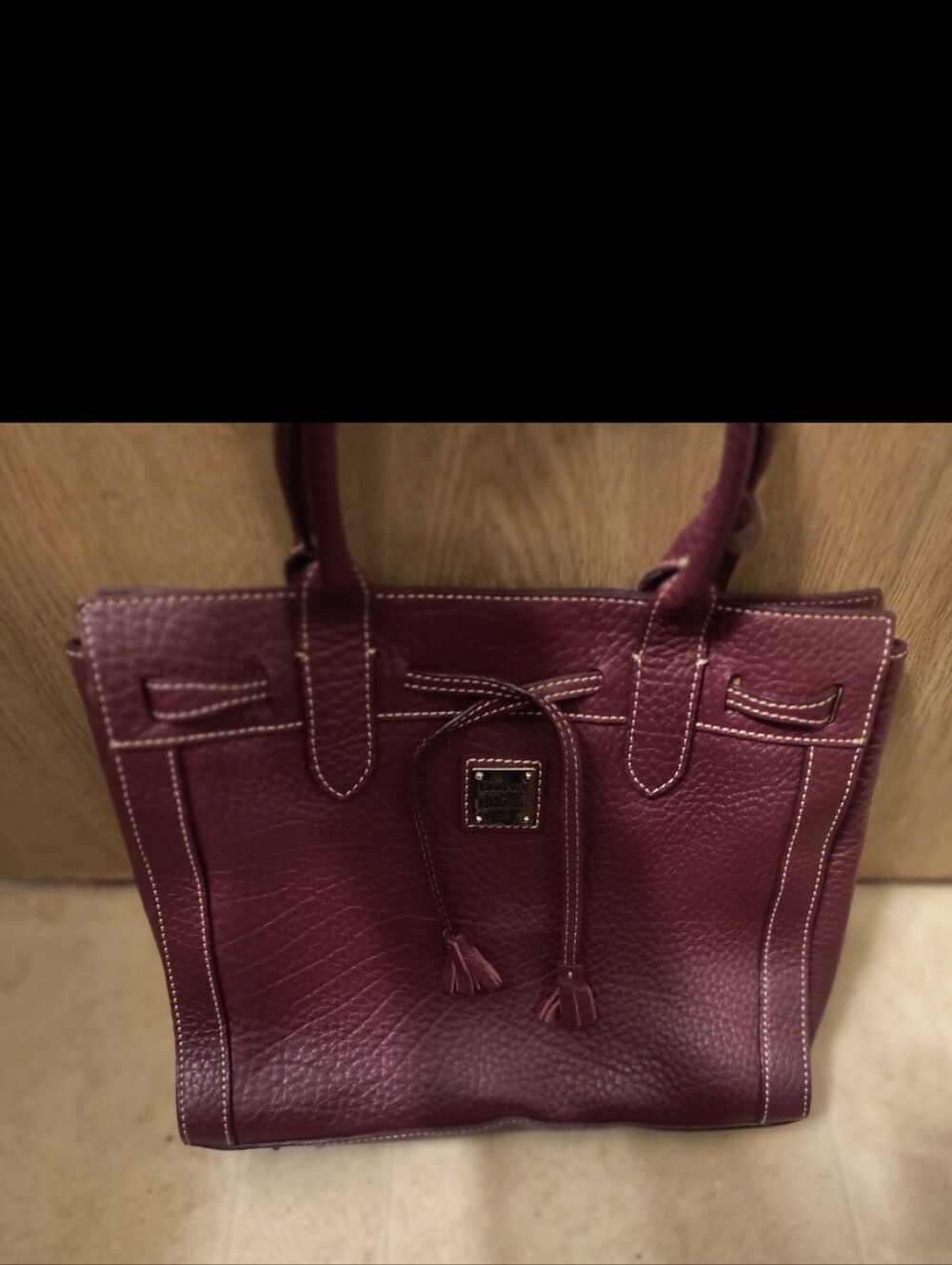 Vintage 2000s Dooney & Bourke Bordeaux Leather Tote Bag | Rare Paisley Interior - Picture 2 of 11